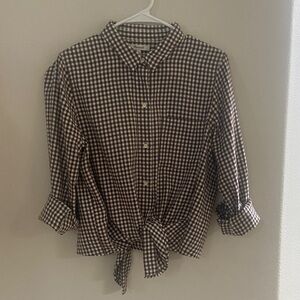 Madewell Brown and Cream Gingham Shirt